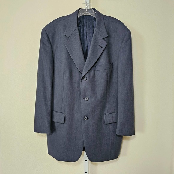 CHRISTIAN DIOR Vintage Men's Single-Breasted Gray Button Blazer Jacket Sz 42R